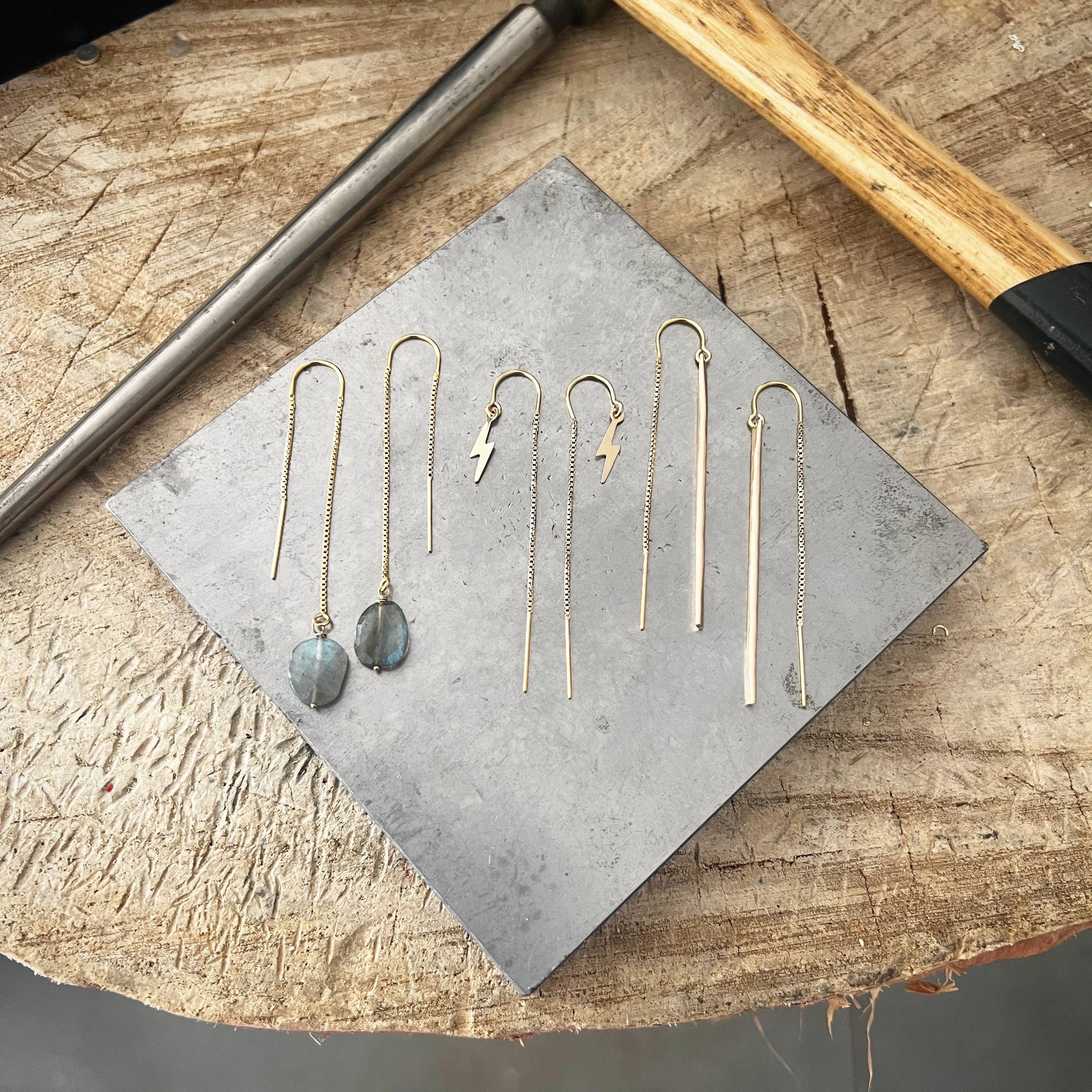 Labradorite Threader earrings