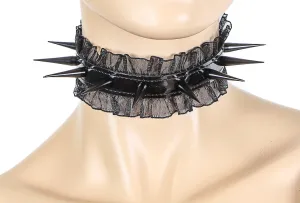 Lace Edge Tall Spike Goth Choker