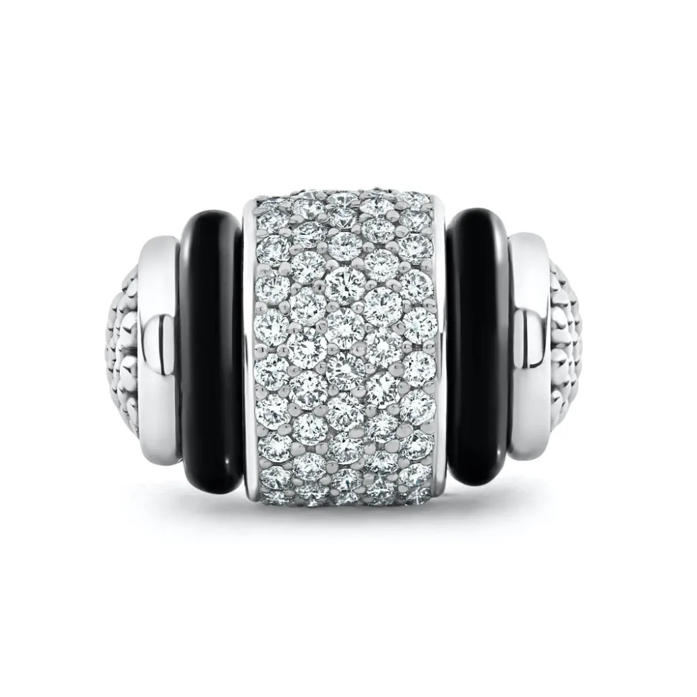 Lagos Black Caviar Diamond Ceramic Caviar Statement Ring