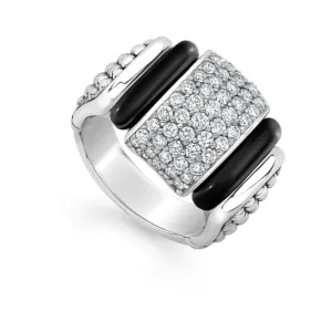 Lagos Black Caviar Diamond Ceramic Caviar Statement Ring