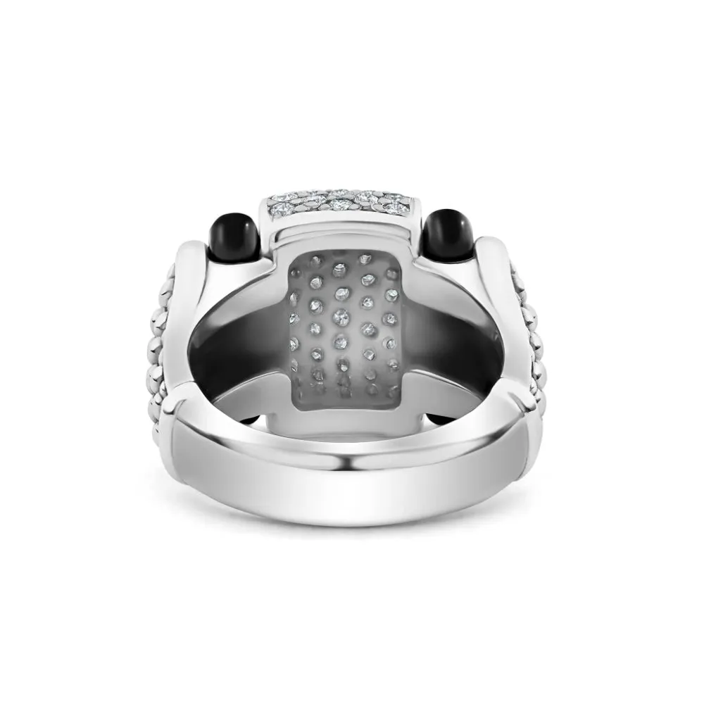 Lagos Black Caviar Diamond Ceramic Caviar Statement Ring