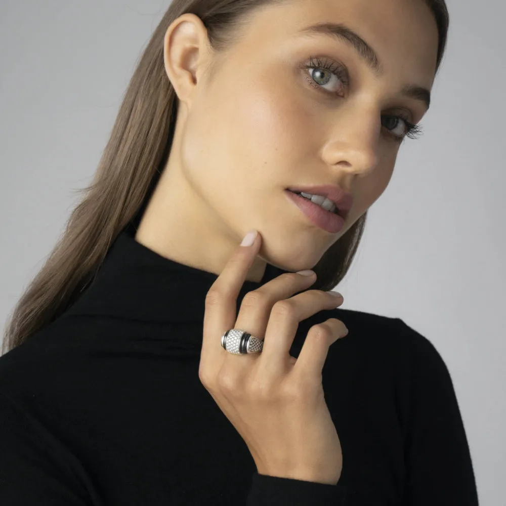 Lagos Black Caviar Diamond Ceramic Caviar Statement Ring