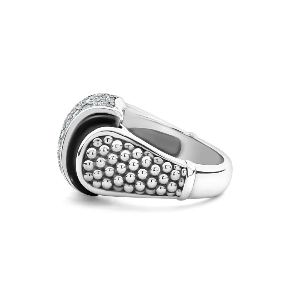Lagos Black Caviar Diamond Ceramic Caviar Statement Ring
