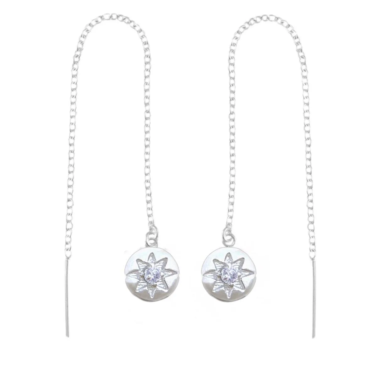 Laihas Prestige Shoot For The Stars Sterling Silver Threader Earrings- Genuine Topaz