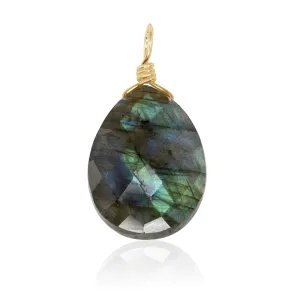 Large Labradorite Faceted Pear Crystal Pendant