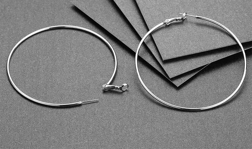Large Rhinestone Hoop Earrings Shining Crystal Big Hoop Dangle Earrings Jewelry for Women 60mm/80mm/90mm/100mm