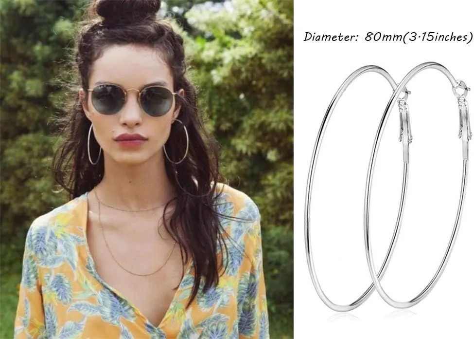 Large Rhinestone Hoop Earrings Shining Crystal Big Hoop Dangle Earrings Jewelry for Women 60mm/80mm/90mm/100mm