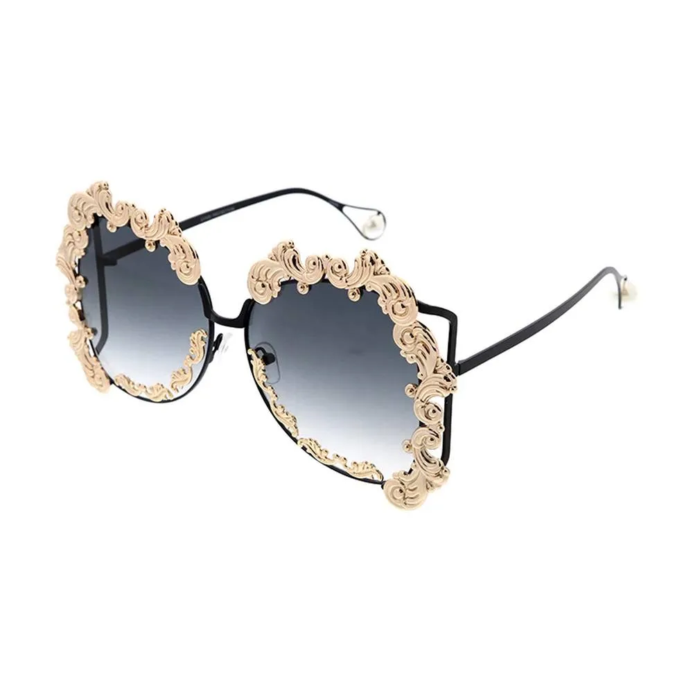 Large Rounded Open Temple Glasses Metal Frame with Accents - Assorted
