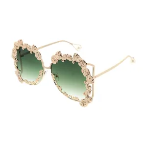 Large Rounded Open Temple Glasses Metal Frame with Accents - Assorted