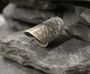 Large Tribal Ring - Long Shield Ring - Silver Statement Ring