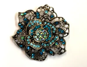 Large Turquoise Rose Brooch