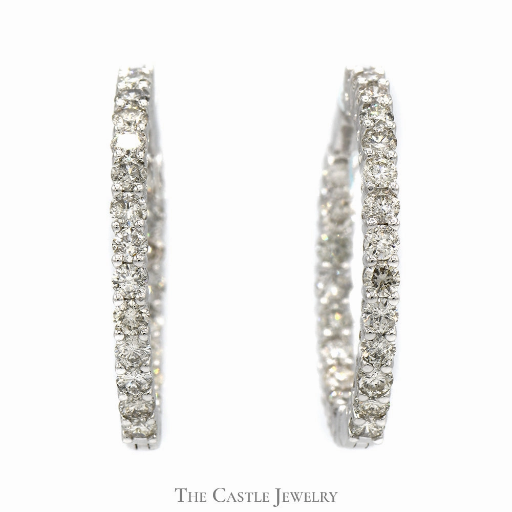 Hollywood Hoop In and Out 7cttw Diamond Earrings in 14k White Gold Bright Ornament