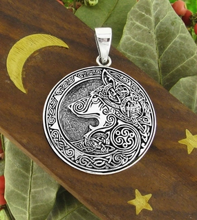 Large Round Celtic Wolf Medallion Pendant Superb Piece Superior Piece