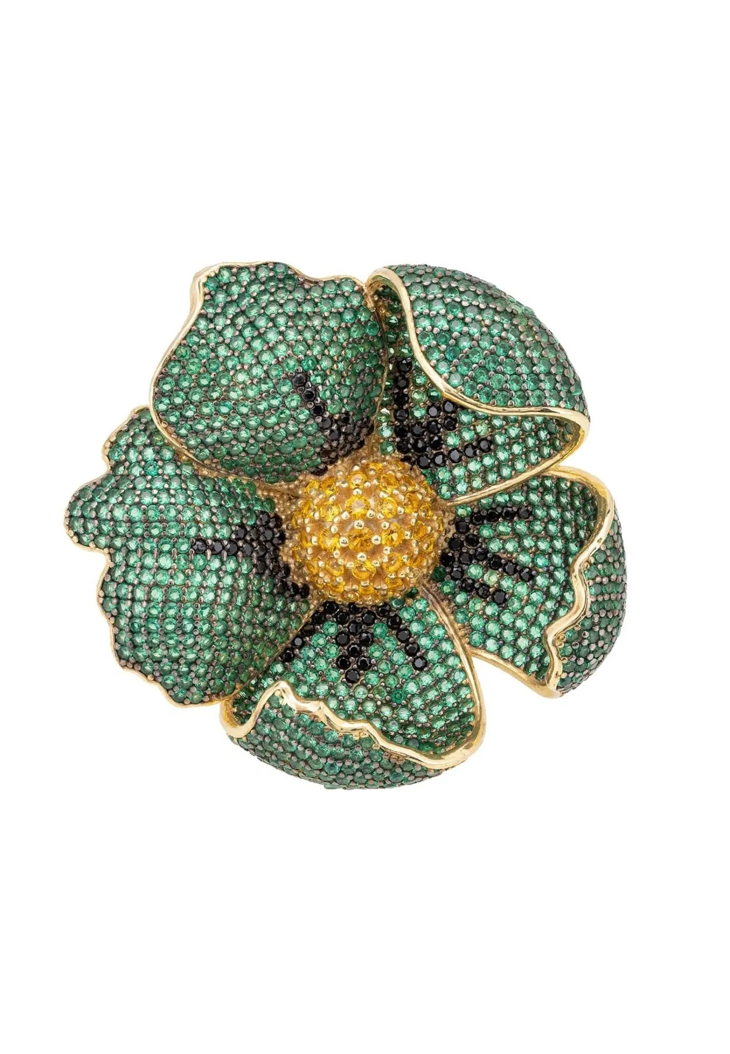 Latelita London Poppy Flower Green Ring Gold