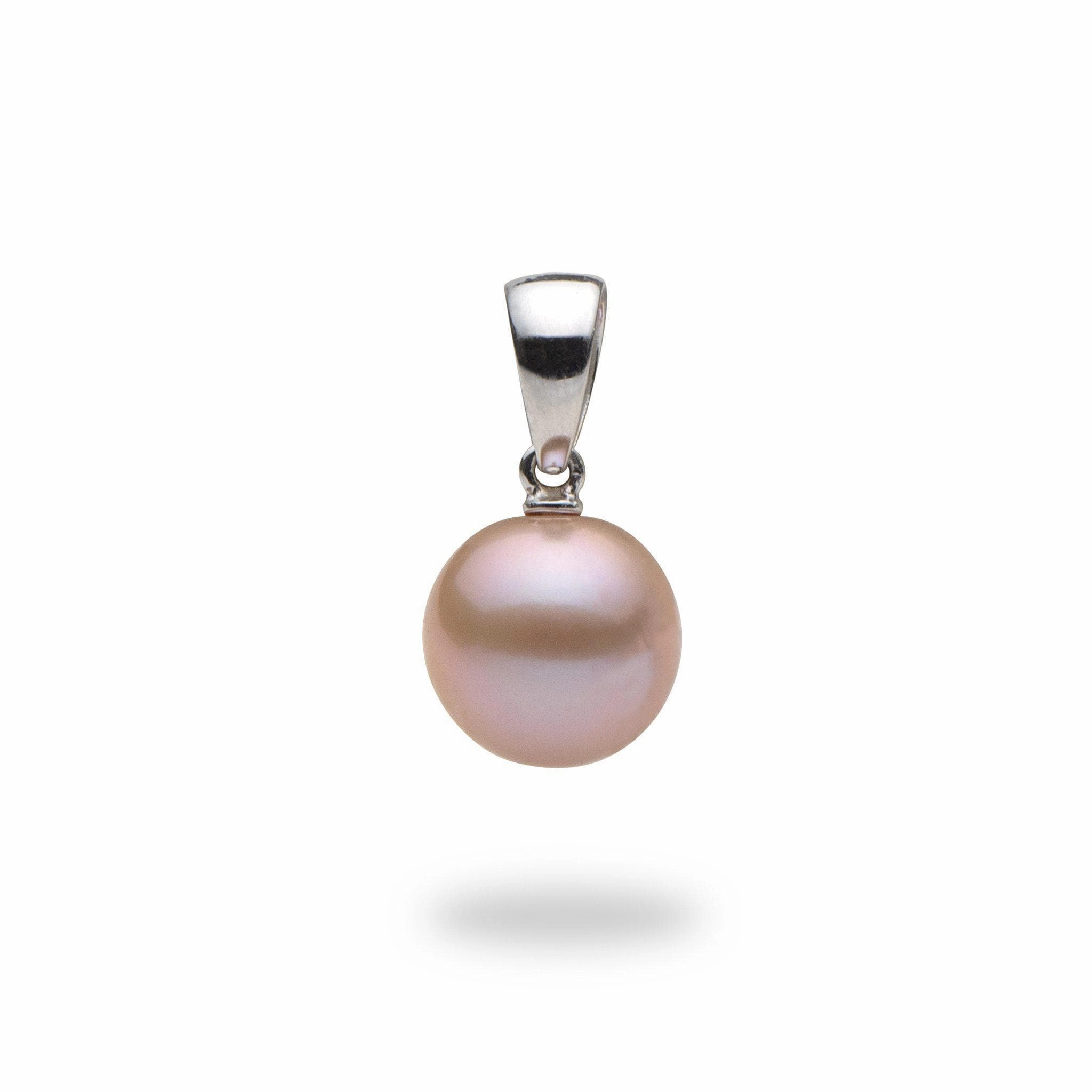 Lavender Freshwater Pearl Pendant in White Gold - 9-10mm Balanced Accent