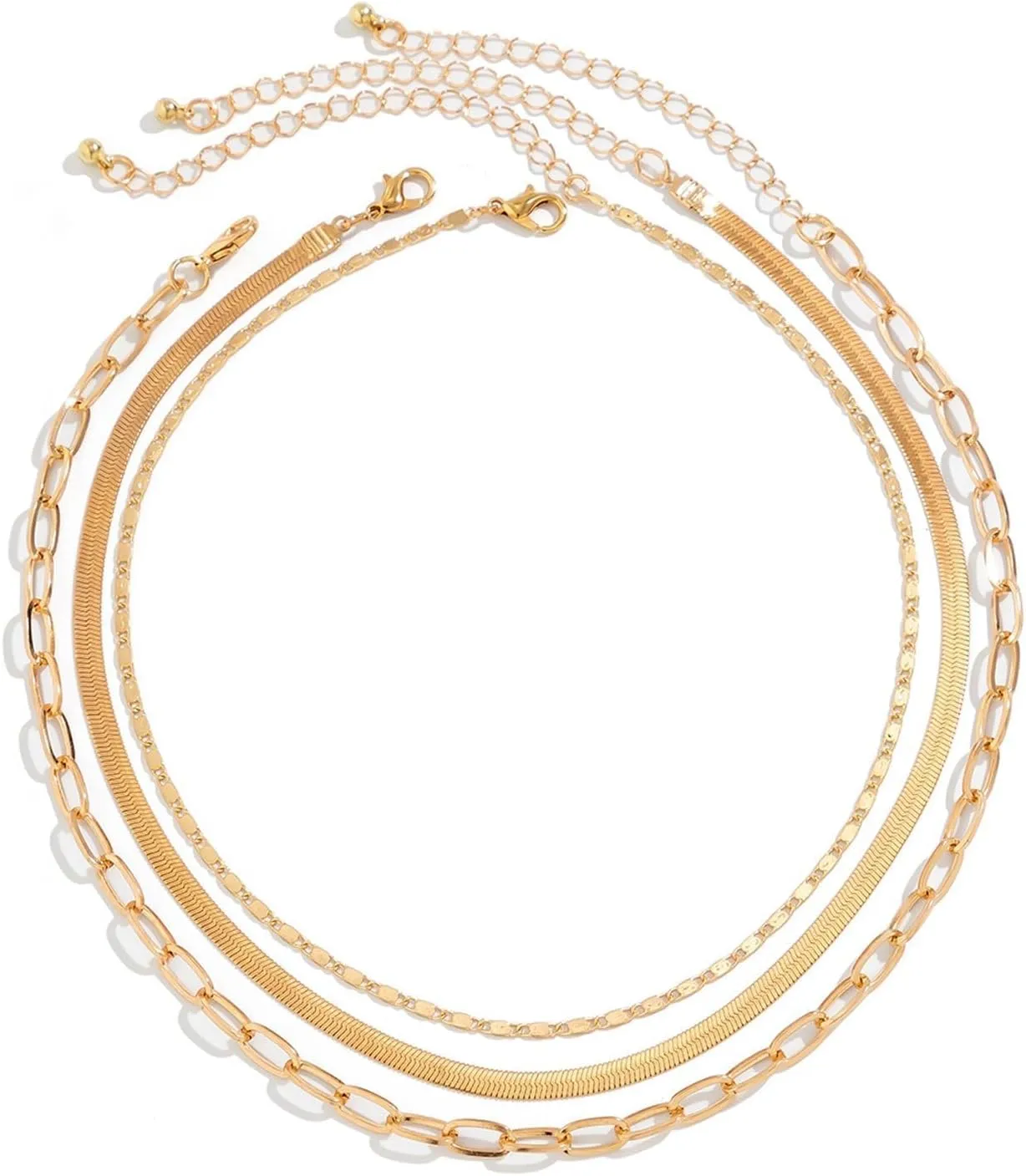 Layered Gold Necklaces for Women Dainty 14K Gold Plated Snake Chain Layered Necklaces Stacked Necklaces Herringbone Necklace Gold Jewelry Gift for Women