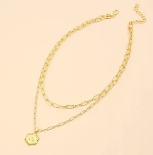 Layered Initial Necklaces For Women Stylish Minimalist Design Pendant Necklaces Handmade Letter Pendant Coin Initial Necklace Gold Layered Necklaces For Women
