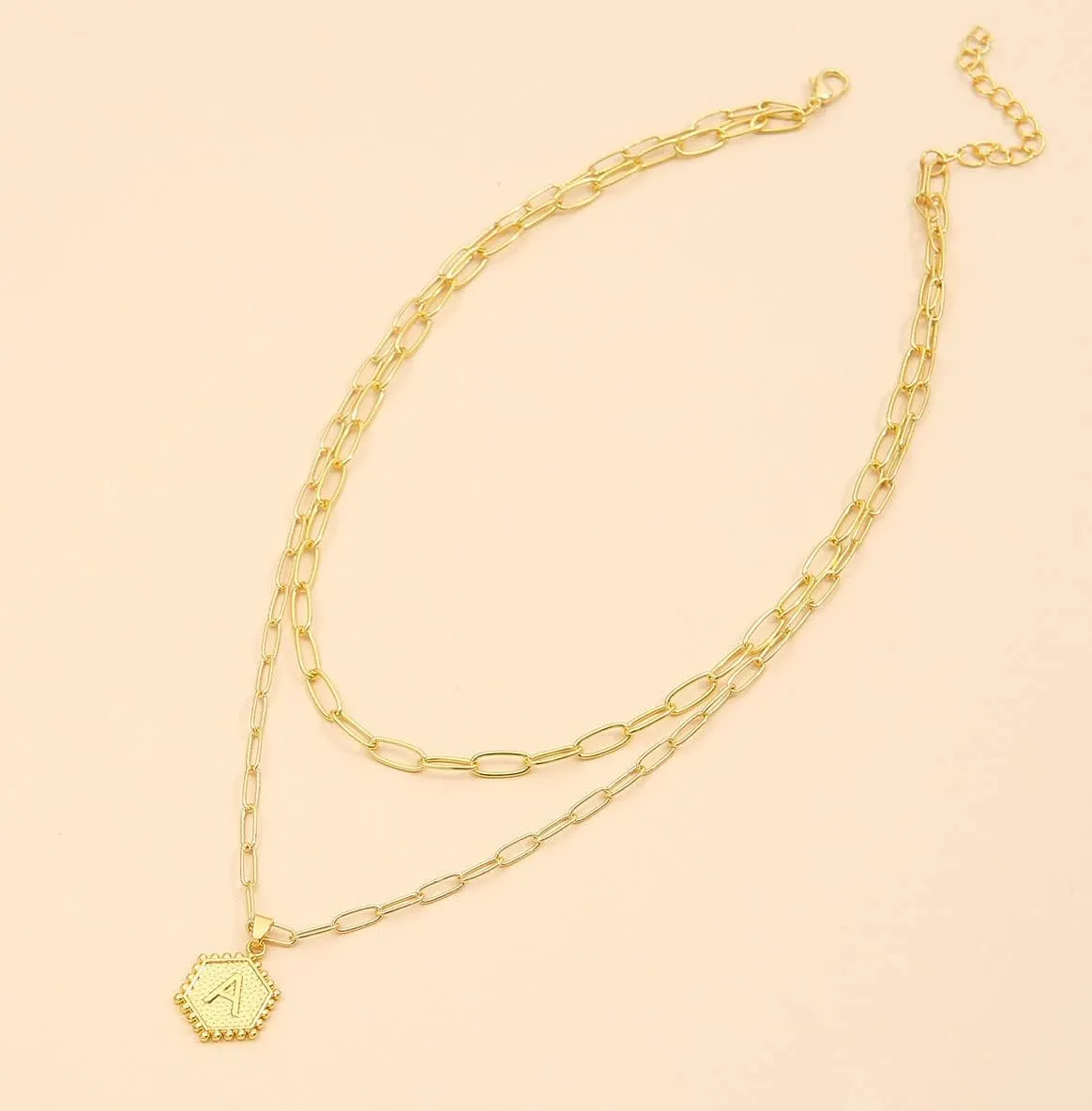 Layered Initial Necklaces For Women Stylish Minimalist Design Pendant Necklaces Handmade Letter Pendant Coin Initial Necklace Gold Layered Necklaces For Women