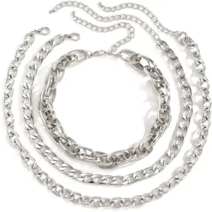 Layered Necklace for Women, Chain Necklace Jewelry 3 Layer Silver Lobster Claw Geometric Twist Chain Design Anniversary Jewelry for Teen Girls