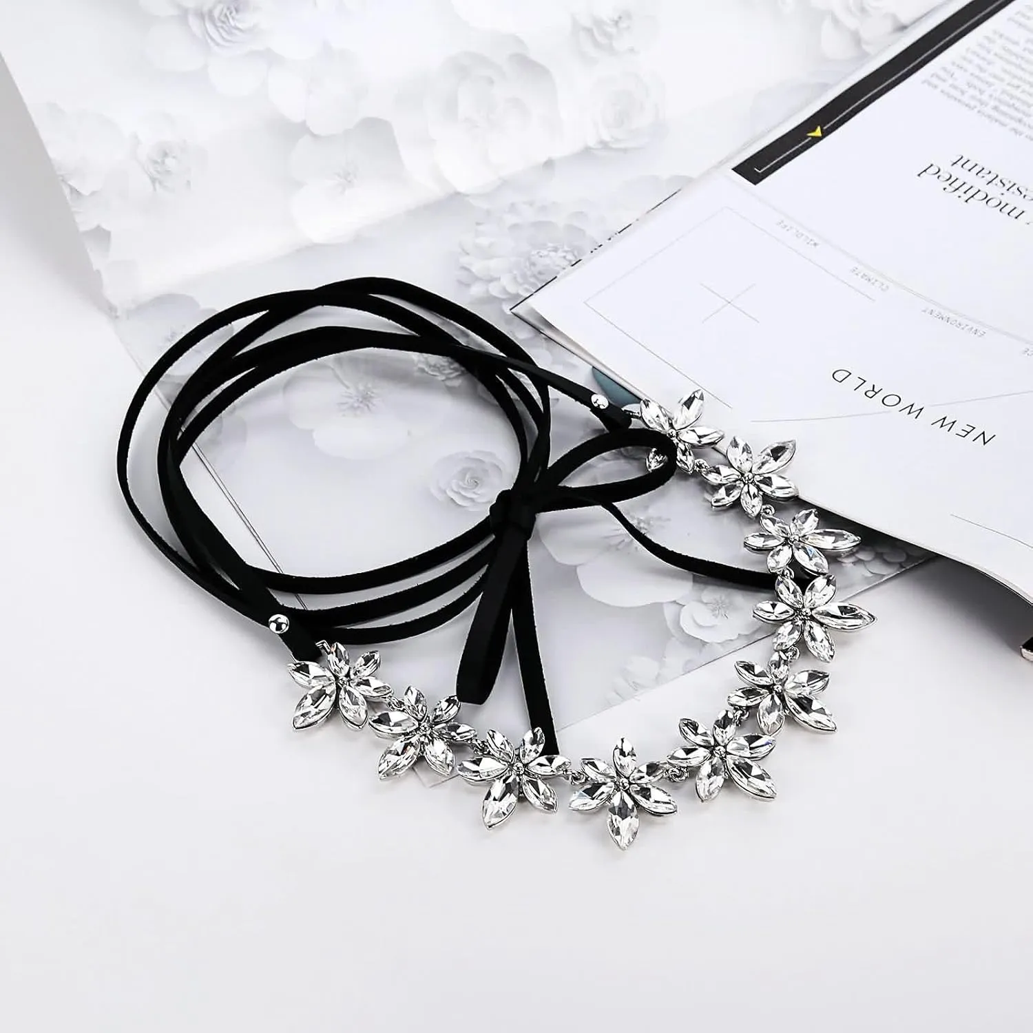 Layered Necklaces for Women Long, Gothic Necklace Choker Fashion Jewelry with Cubic Zirconia, Adjustable Length