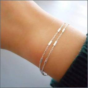 Layered Sterling Silver Tube Chain Bracelet for Women Advantageous Mixes