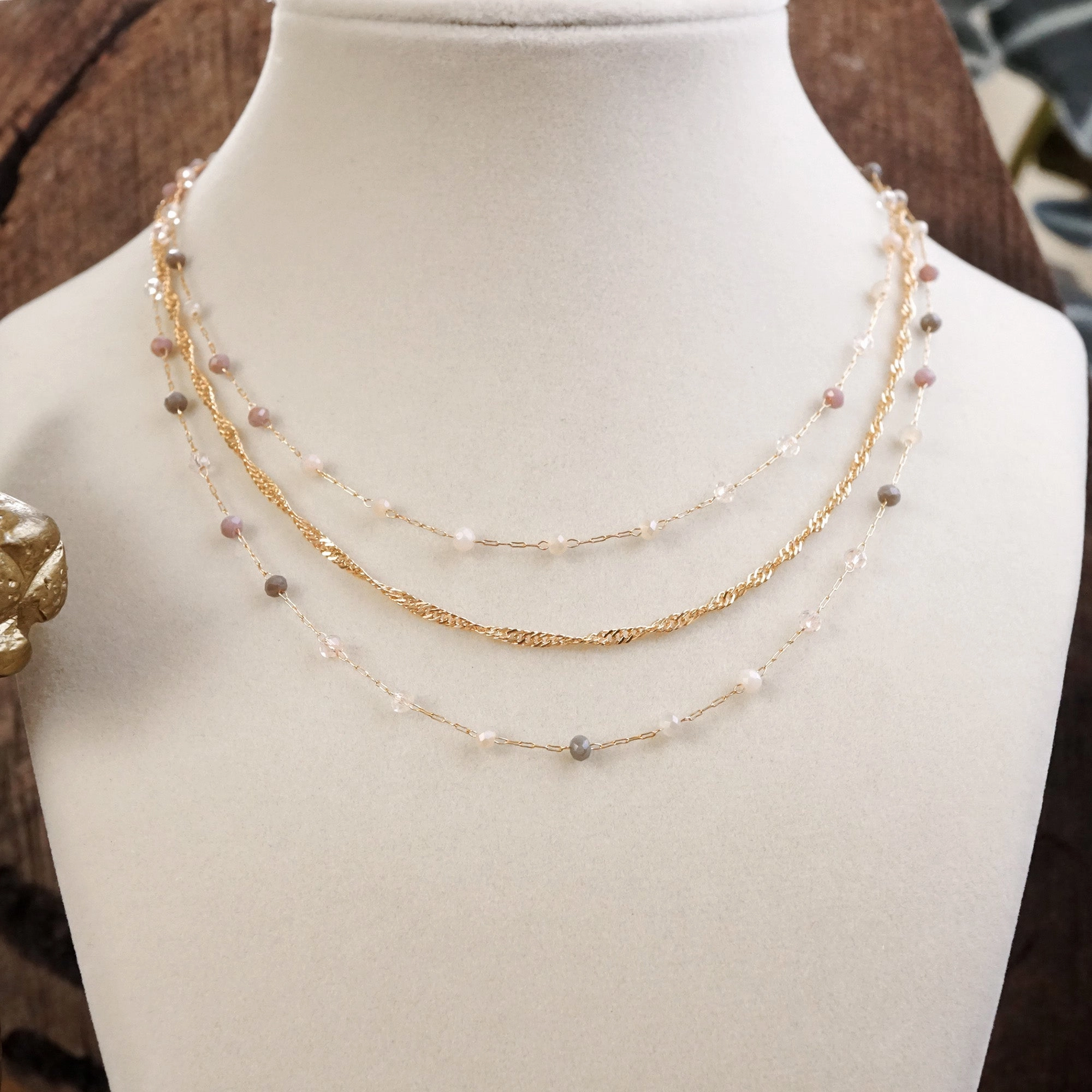 Layered Whispers ?C Multi-Strand Dainty Beaded and Chain Necklace Wedding Piece For Culture