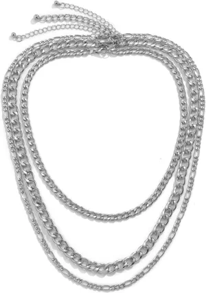 Layering Necklace Dainty, 3 Layered Necklaces for Women Pendant Necklaces Punk Vintage Chain Design Friendship Jewelry for Mom