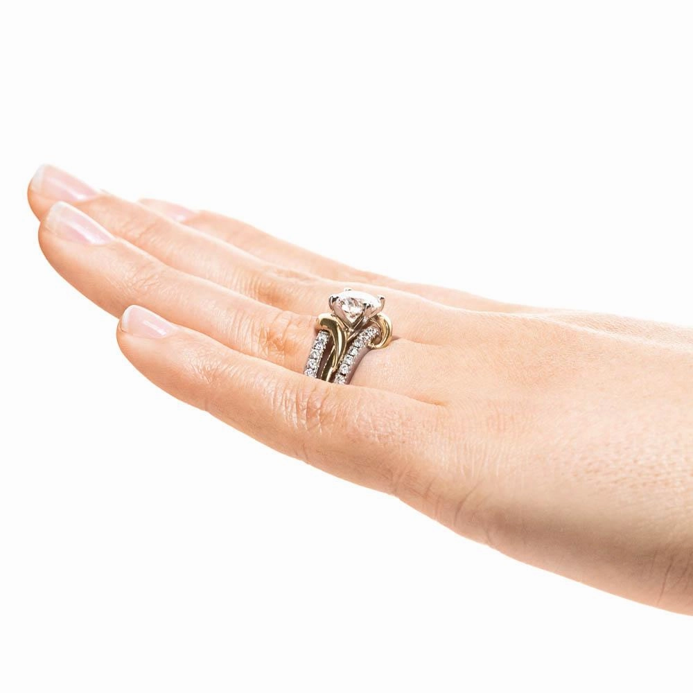 Quality Work Layla Round Lab Grown Diamond Vine Side Stone Engagement Ring