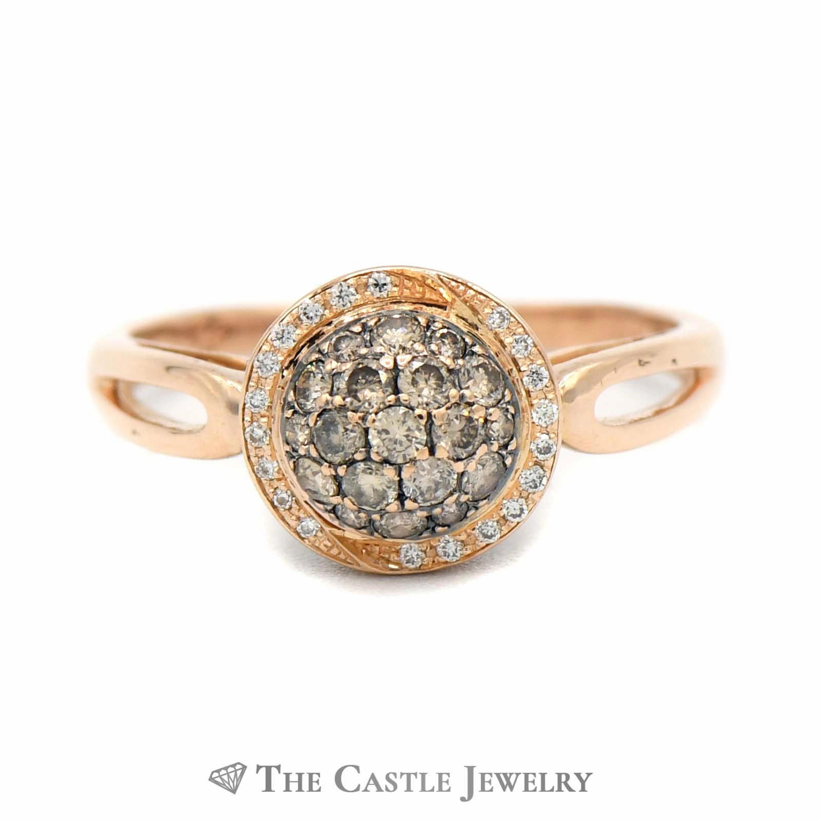 Le Vian Chocolate Diamond Cluster Ring with White Diamond Halo in 14k Rose Gold Memorable Gift