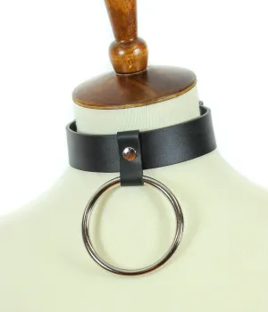 Leather 2" Hanging Ring Choker
