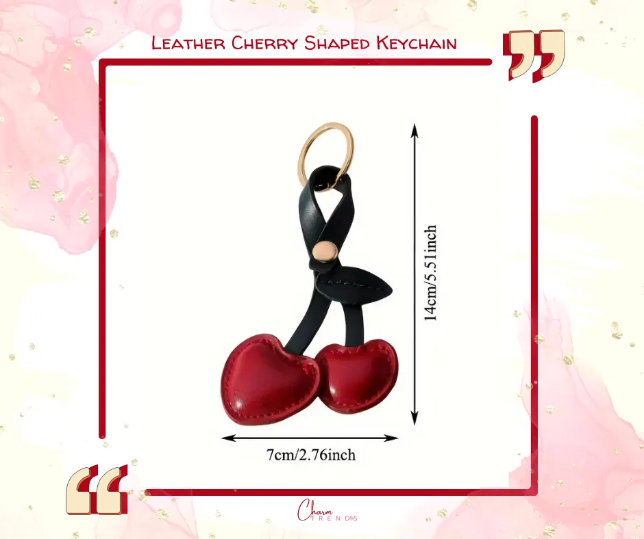 Leather Cherry Charm Keychain