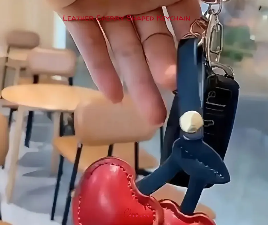 Leather Cherry Charm Keychain