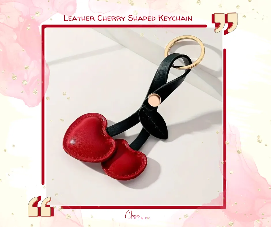 Leather Cherry Charm Keychain
