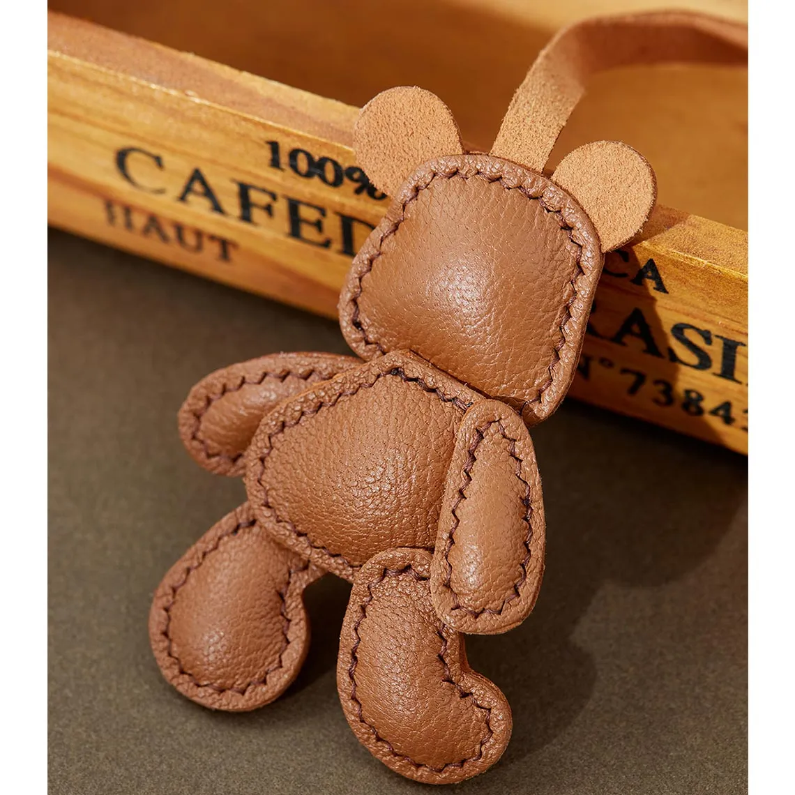 Leather Little Bear Keychain Pendant DIY Kit