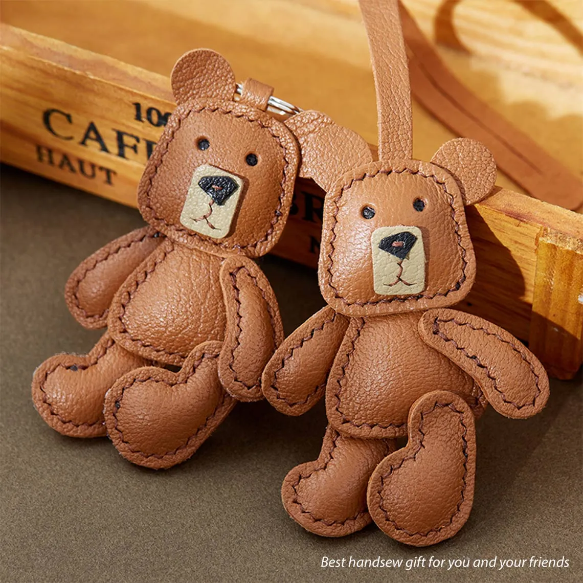 Leather Little Bear Keychain Pendant DIY Kit