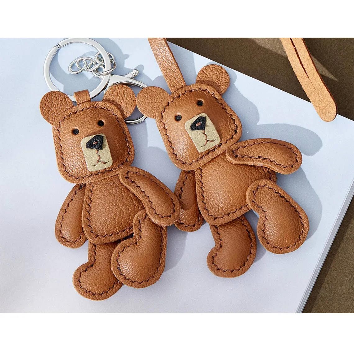 Leather Little Bear Keychain Pendant DIY Kit