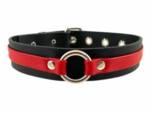 Leather Strap Choker With Ring