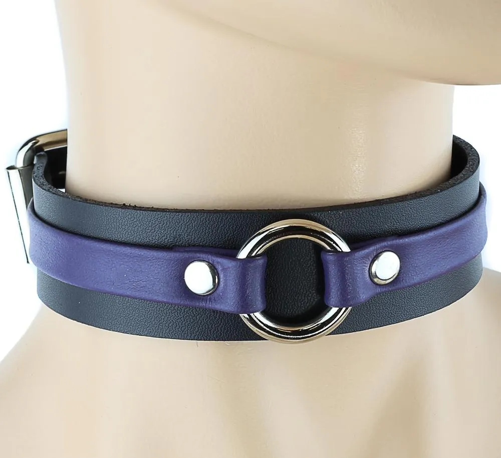 Leather Strap Choker With Ring