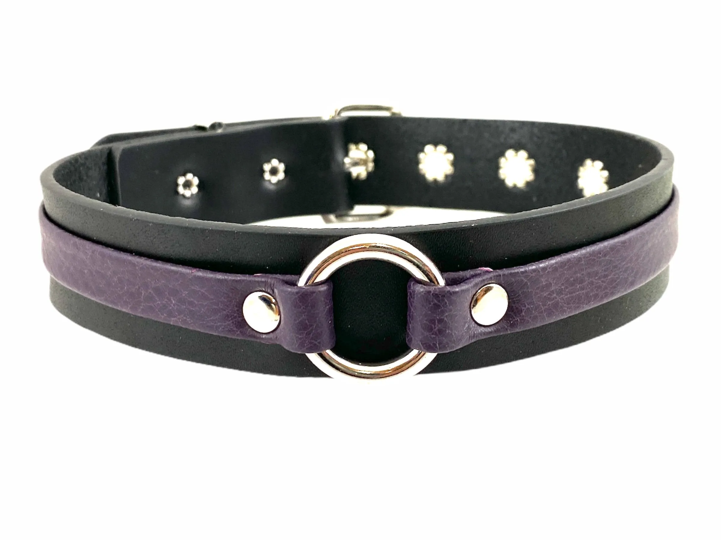 Leather Strap Choker With Ring