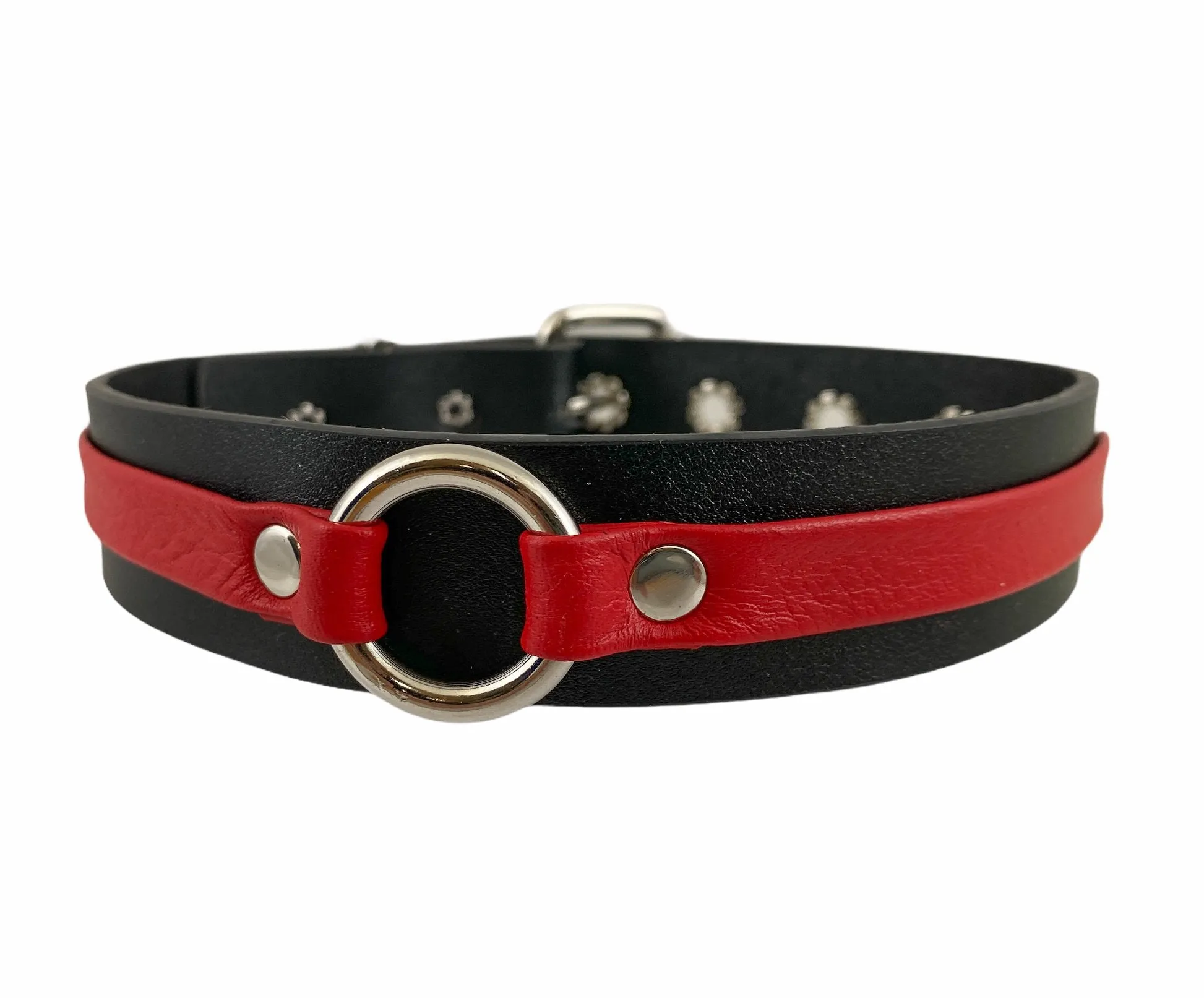 Leather Strap Choker With Ring