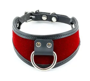 Leather Trim Velvet D Ring Posture Collar