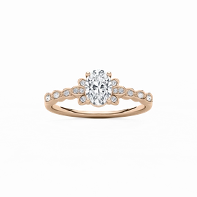 Exquisite Decoration Traditional Bauble Leonie 3/4 ctw Oval Lab Grown Diamond Petite Bezel Set Side Stone Engagement Ring