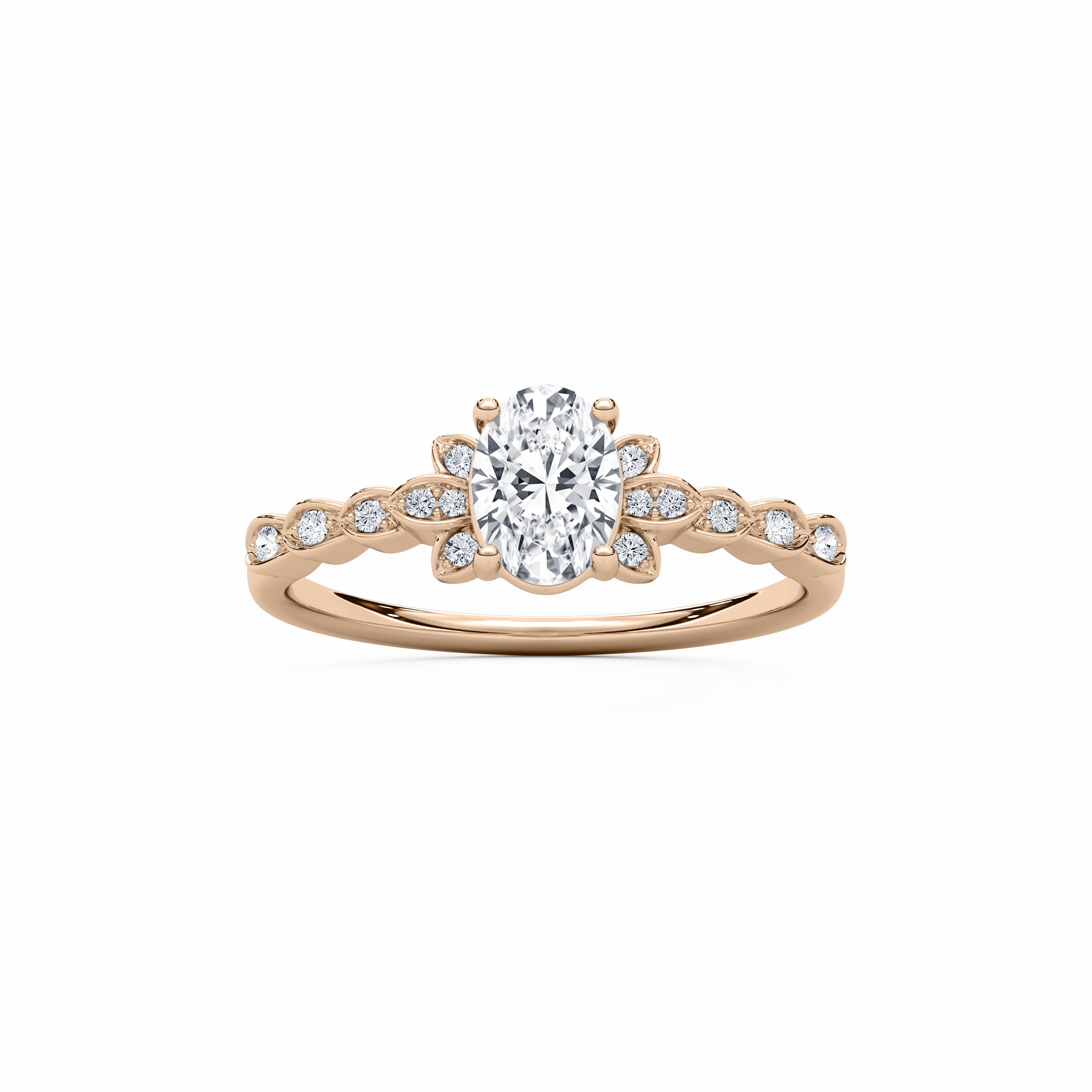 Exquisite Decoration Traditional Bauble Leonie 3/4 ctw Oval Lab Grown Diamond Petite Bezel Set Side Stone Engagement Ring