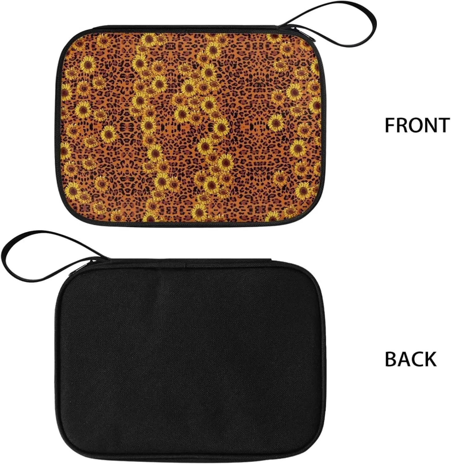 Leopard Pattern Sunflower Watch Band Storage Bag Organizer Holds 12 Watch Straps Case Compatible with Smartwatch Bands, Watch Band Pin and Other Accessories(12 Straps Storage Locations)