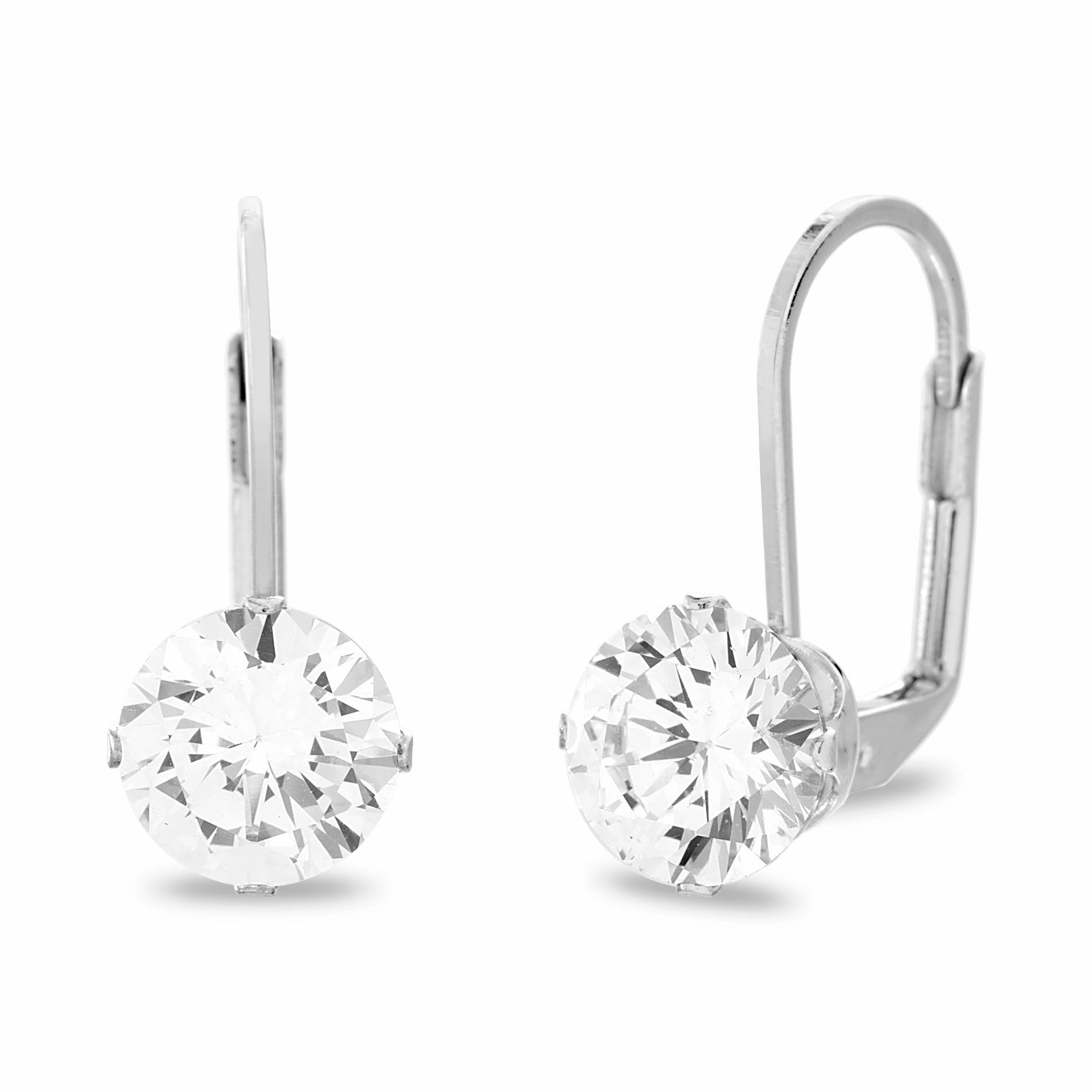 Lesa Michele Cubic Zirconia Drop Leverback Earrings Polygonal Accessory Corporate Trinket