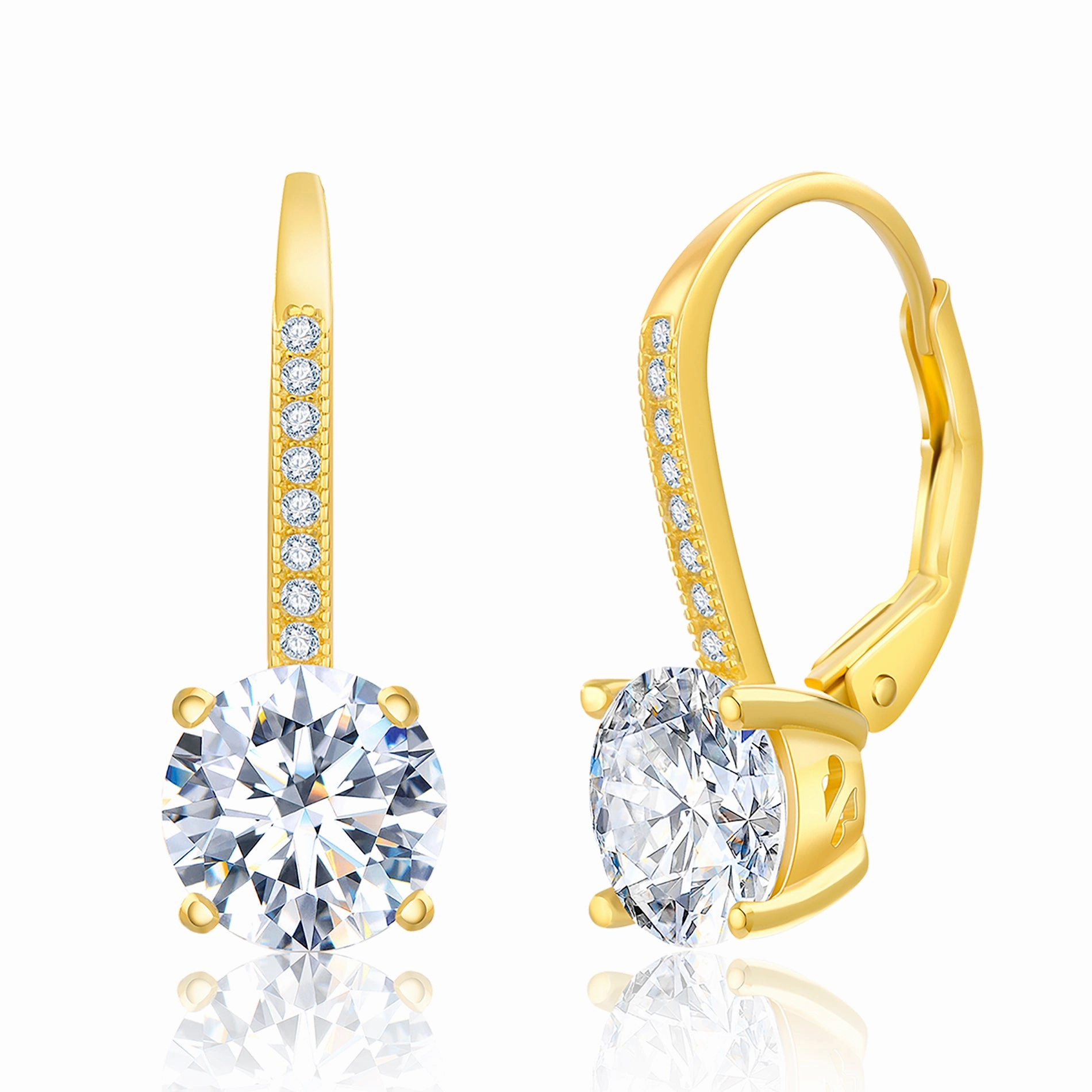 Matte Trinket Bright Jewelry Lesa Michele Cubic Zirconia Lever Back Earrings in Sterling Silver