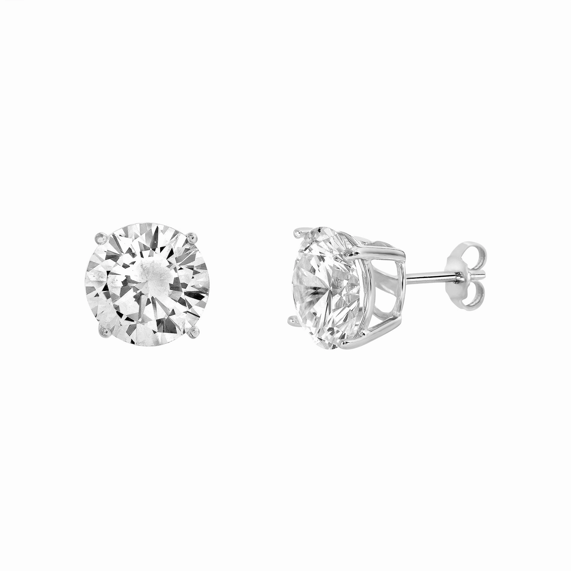 Lesa Michele Cubic Zirconia Stud Earrings in Sterling Silver Dull Jewelry