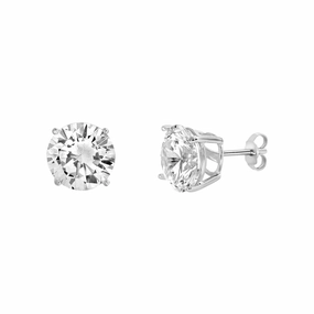 Lesa Michele Cubic Zirconia Stud Earrings in Sterling Silver Dull Jewelry