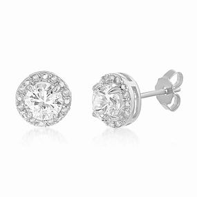 High-Quality Accent Iridescent Piece Lesa Michele Lesa Michele 1/10 Cttw Genuine Diamond & Lab Created White Sapphire Stud Earring in Sterling Silver
