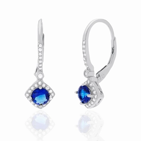 Lesa Michele Simulated Blue Sapphire & Cubic Zirconia Drop Earrings in Sterling Silver Lightweight Ornament Secure Accessory